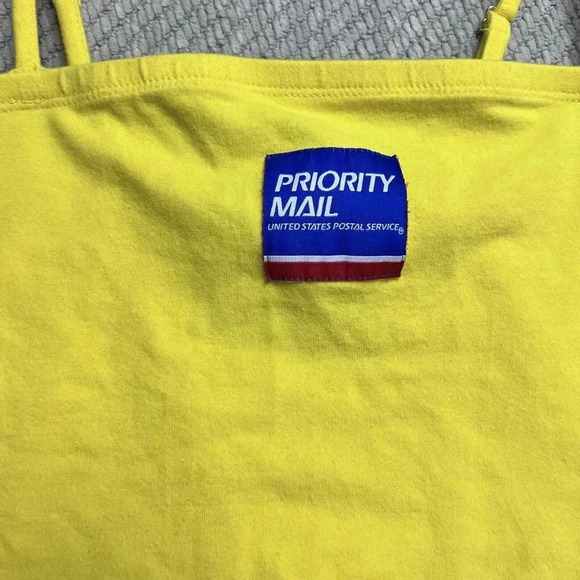 USPS x Forever 21 Womens Top Sz M Yellow Tank Cropped Priority Mail Cami NWT - Picture 8 of 10
